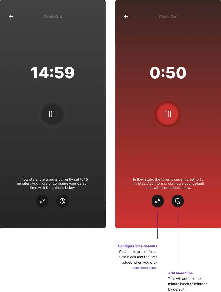 Figma UI exploration for Clock Out
